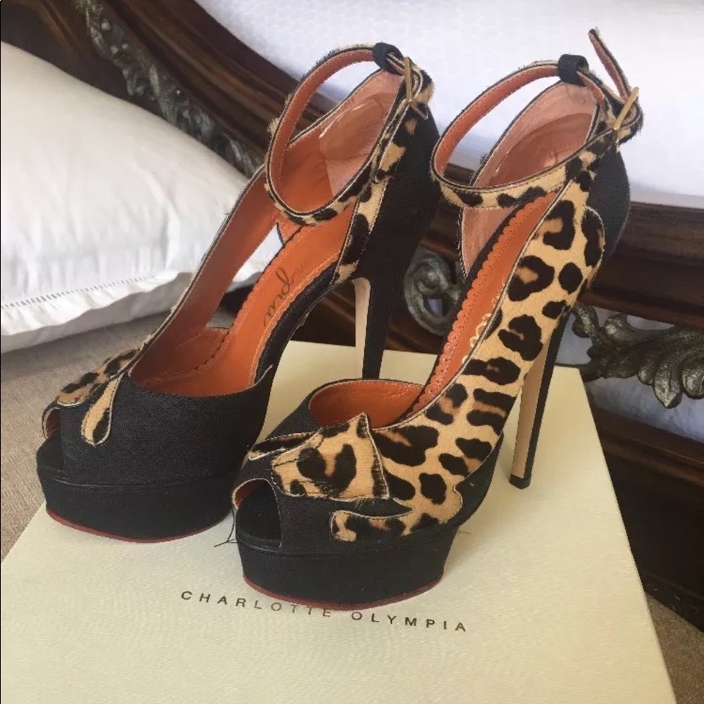 Charlotte Olympia 34 leopardess platforms “trade”